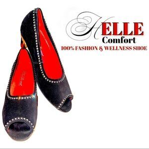 Helle Heels comfort shoes black size 6.5 US Size 37 Suede KAIRA